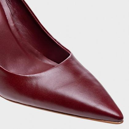 Imagem de Scarpin Carrano Salto Fino Stiletto Couro Vinho Mahogany - 873002