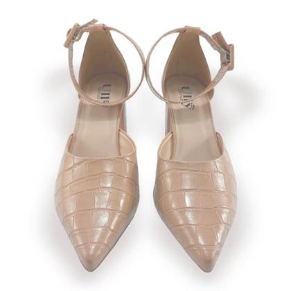 Imagem de Scarpin Com Estampa Croco e Detalhe com Fivela no Tornozelo Salto Alto Bloco 8 cm - ULLY