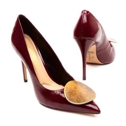 Imagem de Scarpin Couro Bordô Salto Alto Cecconello 2624002-6