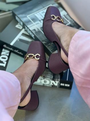 Imagem de Scarpin couro usaflex salto bloco