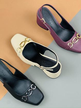 Imagem de Scarpin couro usaflex salto bloco