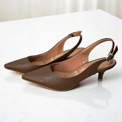 Imagem de Scarpin Feminino Scarpin Slingback Salto Baixo Vizzano