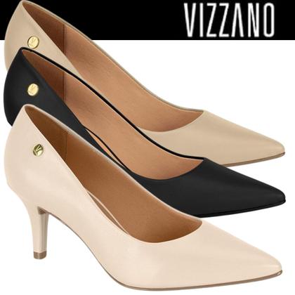 Imagem de Scarpin Feminino Vizzano Lisa Salto Médio Bico Fino Social Conforto