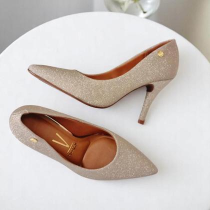 Imagem de Scarpin Glitter Salto Alto Feminino Vizzano