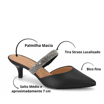 Imagem de Scarpin Mule Vizzano Bico Fino Tira Strass Brilho 1122.886