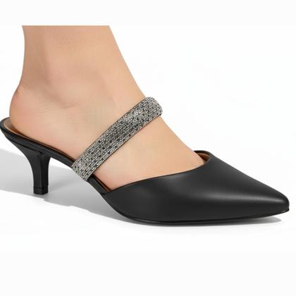 Imagem de Scarpin Mule Vizzano Bico Fino Tira Strass Brilho 1122.886