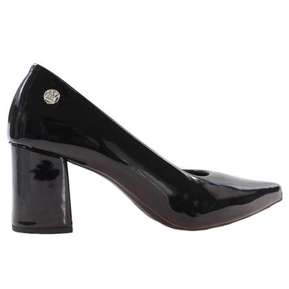 Imagem de Scarpin Salto Alto Bloco 7cm Preto Verniz com Button ER292