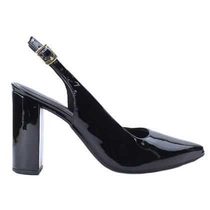 Imagem de Scarpin Salto Alto Bloco 9cm Preto Verniz ER469