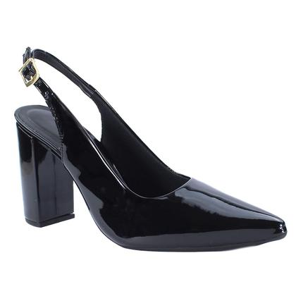 Imagem de Scarpin Salto Alto Bloco 9cm Preto Verniz ER469