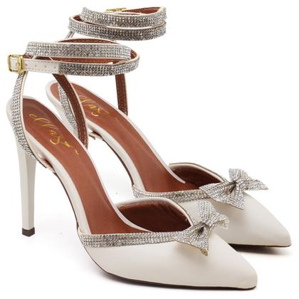 Imagem de Scarpin Salto Alto com Strass Napa Off White Ella's