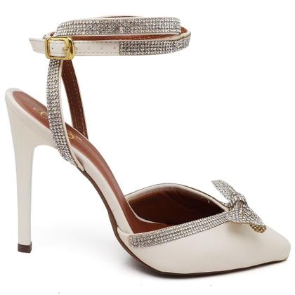 Imagem de Scarpin Salto Alto com Strass Napa Off White Ella's