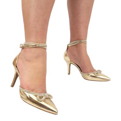 Imagem de Scarpin Salto Fino Com Laço e Tiras de Strass