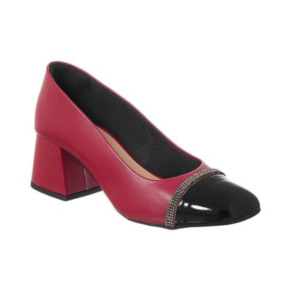 Imagem de Scarpin Sapato Casual Saltinho Boneca Bico Quadrado Strass