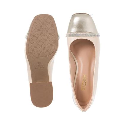 Imagem de Scarpin Sapato Casual Saltinho Boneca Bico Quadrado Strass