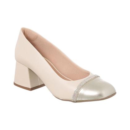 Imagem de Scarpin Sapato Casual Saltinho Boneca Bico Quadrado Strass