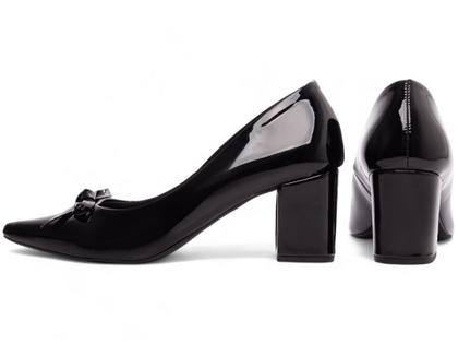 Imagem de Scarpin Sapato Feminino Salto Médio Baixo Bico Fino Laço 6,5cm EMILY ONLINE
