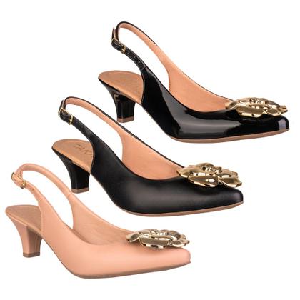 Imagem de Scarpin Slingback Feminino Salto Baixo Fino Aberto Atras Sapato Boneca Salto Alto Mary Jane Luxo
