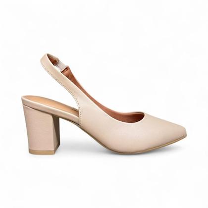 Imagem de Scarpin Slingback Vizzano 1290.503 Original de Salto Bloco Médio com Ajuste de Elástico e Bico Fino