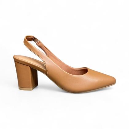 Imagem de Scarpin Slingback Vizzano 1290.503 Original de Salto Bloco Médio com Ajuste de Elástico e Bico Fino