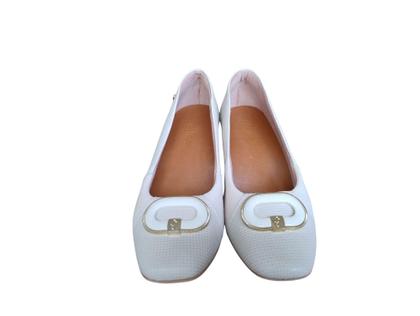 Imagem de Scarpin Usaflex ortopédica couro Macio Salto Bloco com tecido para joanete