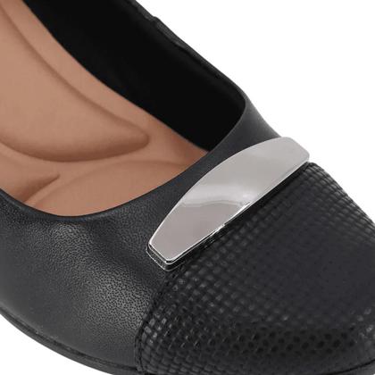 Imagem de Scarpin Usaflex Salto Bloco Couro Detalhe Enfeite 302001