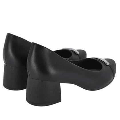 Imagem de Scarpin Usaflex Salto Bloco Couro Detalhe Enfeite 302001