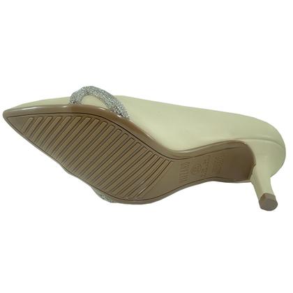 Imagem de Scarpin Vizzano Enfeite Tira Strass Salto Médio - Creme