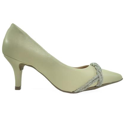 Imagem de Scarpin Vizzano Enfeite Tira Strass Salto Médio - Creme