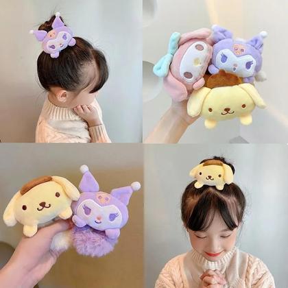 Imagem de Scrunchie Kawaii Sanrio - Pelúcia Kuromi, Cinnamoroll e Melodia - Acessório de Cabelo