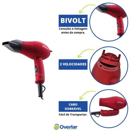 Imagem de Secador Cabelo Dobrável Portátil Bivolt 1000w Philco Viagem
