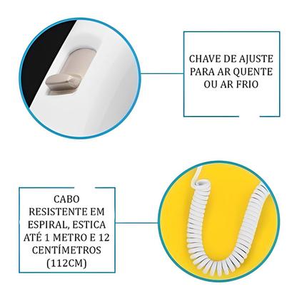 Imagem de Secador Cabelo Fixo Parede Hotel Carrega Celular Usb Top