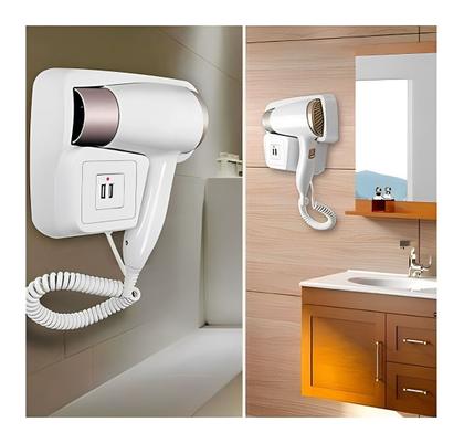Imagem de Secador Cabelo Hotel Fixo Parede Carrega Celular Usb