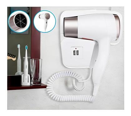 Imagem de Secador Cabelo Hotel Fixo Parede Carrega Celular Usb