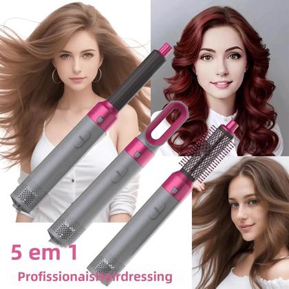 Imagem de Secador de Cabelo 5 em 1 com Pente de Ar Quente - Alisa, Ondula e Volumiza