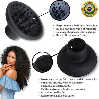 Imagem de Secador de Cabelo Bivolt Profissional 2100W Britânia Com Difusor Cachos