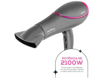 Imagem de Secador de Cabelo Britânia Tourmaline Cinza e Rosa 2100W 2 Velocidades BSC2200