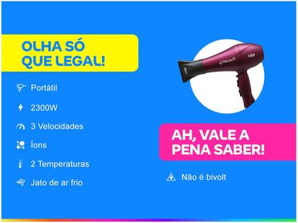 Imagem de Secador de cabelo concept vinho lizz professional 2300w 220