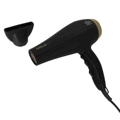 Imagem de Secador de Cabelo Gold Íon 2200W Preto E Dourado Gama Italy 127V