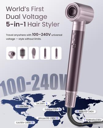 Imagem de Secador de cabelo MESCOMB 5 em 1 de dupla voltagem 100-240V Travel