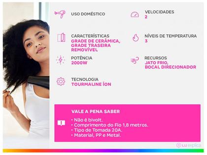 Imagem de Secador de Cabelo Mondial Tourmaline Íon Preto