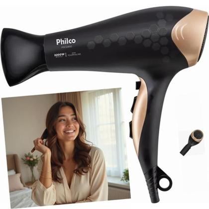 Imagem de Secador de Cabelo Philco Íons Tourmaline Preto 2200W  2 Velocidades PSC2450