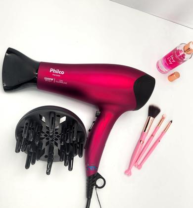 Imagem de Secador De Cabelo Philco Profissional 2200w Ion Stilo Rosa Difusor Modelador Cacheador Nova Bivolt
