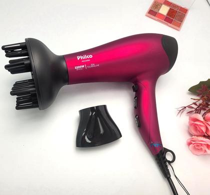 Imagem de Secador De Cabelo Philco Profissional 2200w Ions Ar Quente Frio Stilo Difusor Prancha Cerâmica 210c p28 Modelador Nova Bivolt