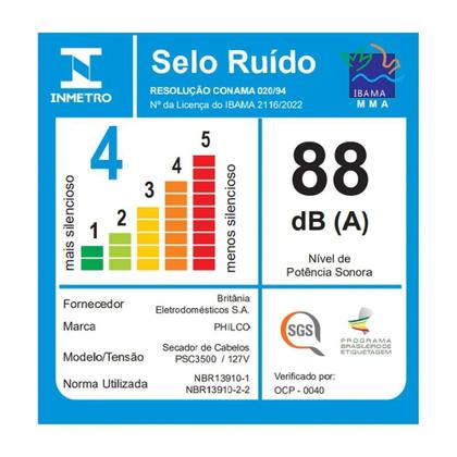 Imagem de Secador de Cabelo Philco PSC3500 4 em 1 Dobrável, 110V