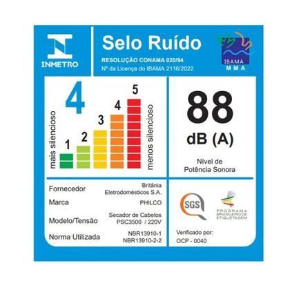 Imagem de Secador de Cabelo Philco PSC3500 4 em 1 Dobrável, 220V