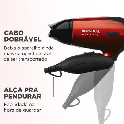Secador De Cabelo Portatil E Dobravel Max Travel- Bivolt - mondial Imagem de Secador De Cabelo Portatil E Dobravel Max Travel- Bivolt
