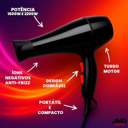 Imagem de Secador de Cabelo Profissional 1600W 2200W Bocal Direcionador 127V