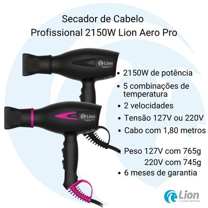 Imagem de Secador De Cabelo Profissional 2150w Lion Aero Pro Iônico