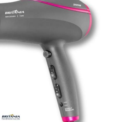 Imagem de Secador de Cabelo Profissional Bivolt Britânia BSC2200 2100W Com Difusor Cachos