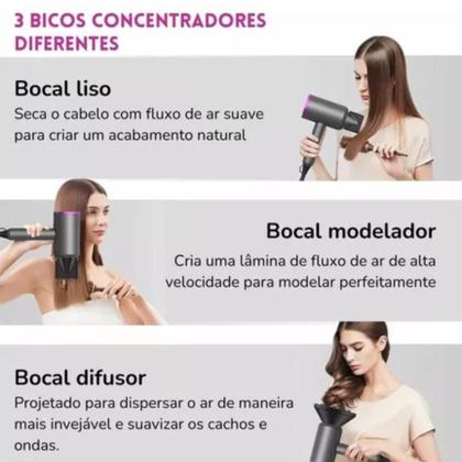 Imagem de Secador de Cabelo Supersônico Cinza com 5 Encaixes 220V